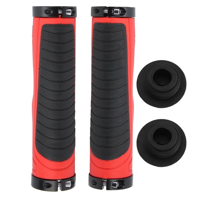 Double Lock Bicycle Grips, Palm Print Design Handlebar Grips Non-slip Rubber Cover For Outdoor Black Red