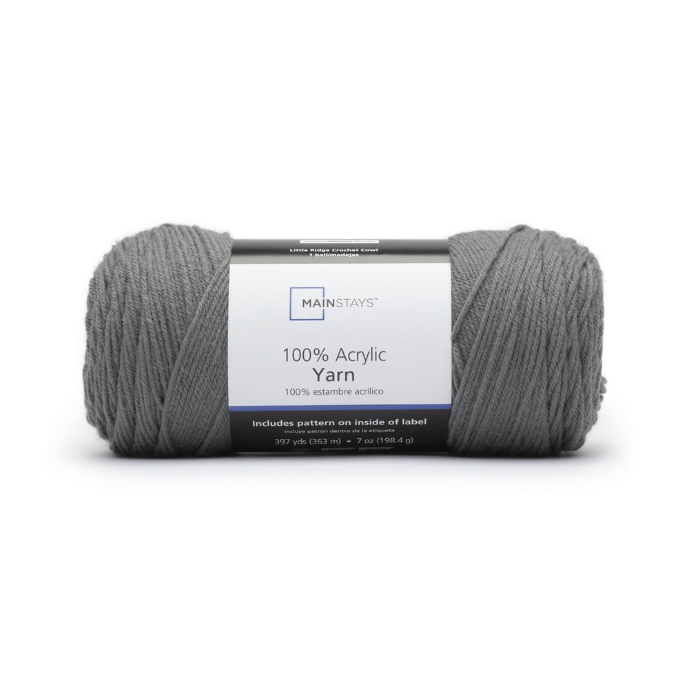 Mainstays 100 Acrylic Yarn 7 oz, Medium, Gray