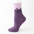 thumbnail image 5 of Milue Womens Adult Winter Faux Wool Blend Crew Socks Cute Cartoon for Cat Print Contrast Color Vintage Knit Thickened Thermal Warm Mid Tube Hosiery, 5 of 17