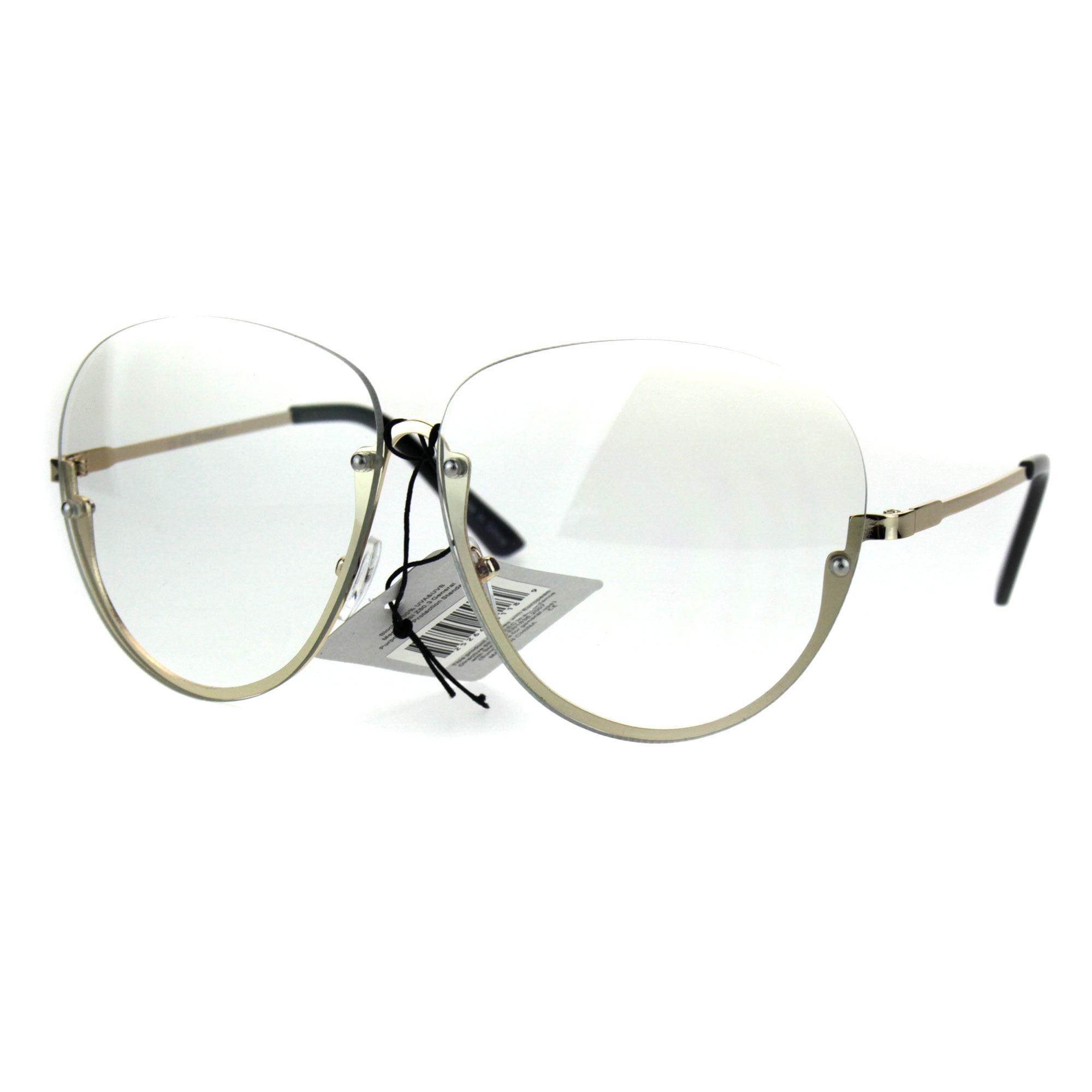 Womens Granny Style Rimless Half Rim Clear Lens Eye Glasses Gold