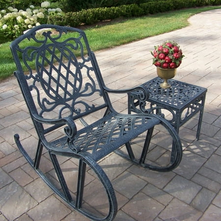 Oakland Living Mississippi Cast Aluminum 2 pc. Rocking Chair; Table Set