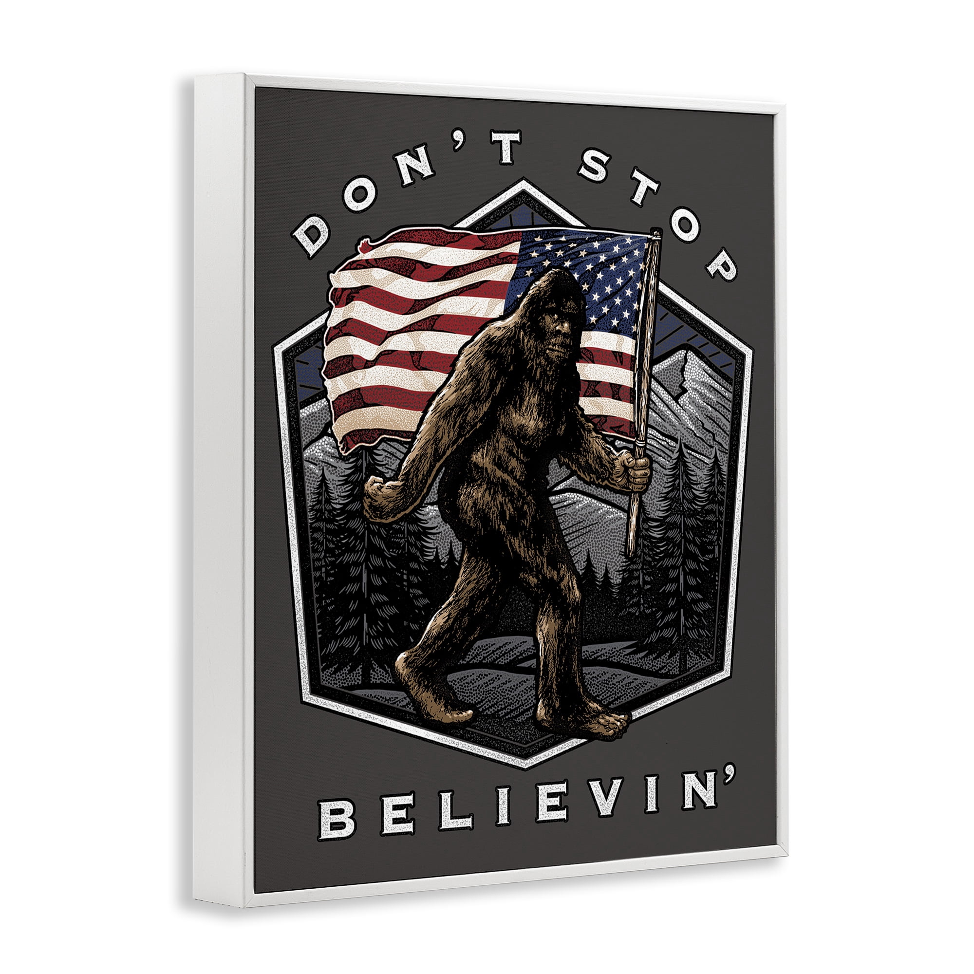 Stupell Industries Don't Stop Believing Novelty Painting White Framed Art Print Wall Art, 24 x 30