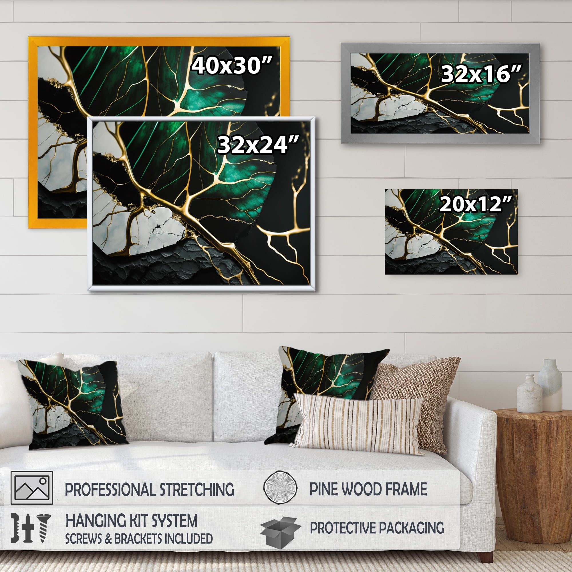 Designart Abstract Geode Gold II Canvas Wall Art