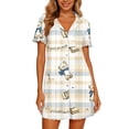 thumbnail image 4 of Pajamas for Women New Women’s Print Nightshirt with Pockets Lapel Neck Button Loose Nightgown Summer Ruffle Short Sleeve Casual Sleep Dress, 4 of 7