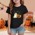 thumbnail image 2 of KPOPLK Toddler Baby Girl Halloween Shirt Ghost Tshirt Spooky Season Short Sleeve Tee Top Kid Fall Clothing,Size 3-4 Years, 2 of 5