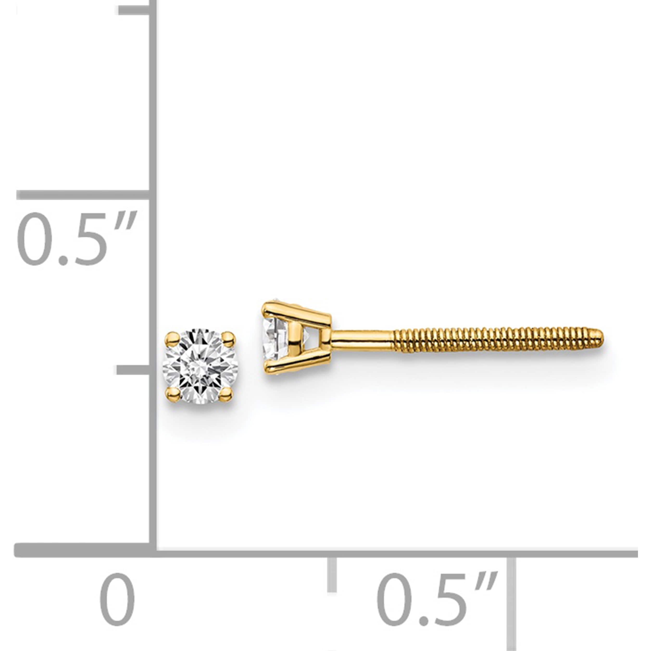 14K Yellow Gold 14Ky .15Ct. Si3 G-I Diamond Stud Thread On/Off Post Earrings (2.7 X 2.7) Made In United States st3-15