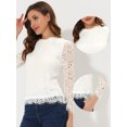 thumbnail image 2 of BluFloral Con Cuello De Volantes Y ManLarCon Encaje Superior PaMujer Beige L, 2 of 5