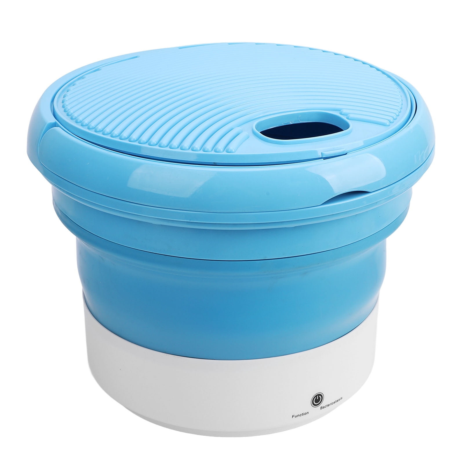 Suodoka Portable Foldable Washing Machine Small Laundry Washer For Underwear Trousers Socks Blue Folded Height 4.33 inches / 11 cm Unfolded 12.6 inches / 32 cm Easy Storage Top Load Design