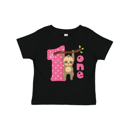

Inktastic Pink Sloth 1st Birthday Gift Baby Girl T-Shirt