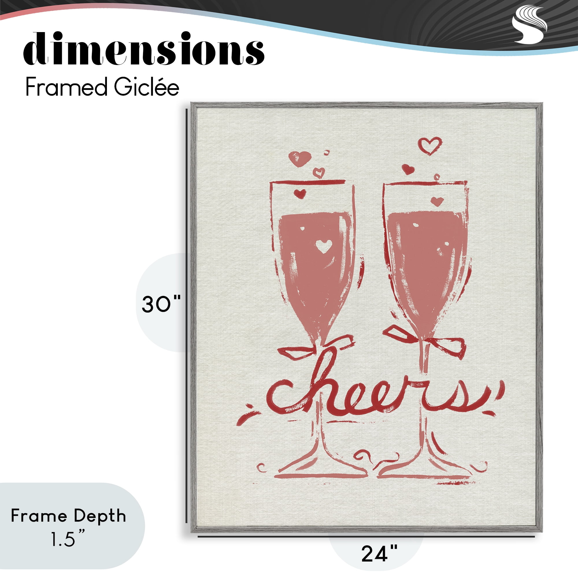 Stupell Industries Romantic Cheers To Love Gray Framed Giclee Art, design by June Erica Vess