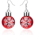 thumbnail image 2 of Christmas Red Green Bulb Ornament Drop Dangle Earrings Acrylic Snowflake Flower Lucky Star Round Ball Huggie Hook Hoops Earring Fashion Xmas Festive Jewelry Gifts for Women Daughter, 2 of 7