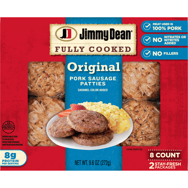 Jimmy Dean Fully Cooked Original Pork Sausage Patties, 8 Count
