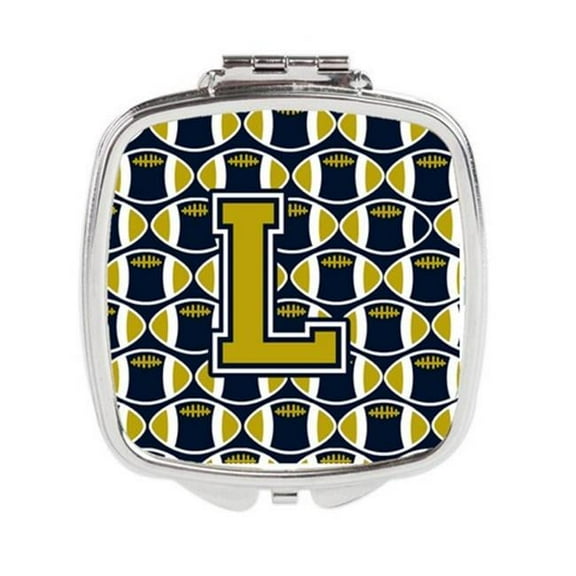 Carolines Treasures Letter L Football Blue & Gold Compact Mirror