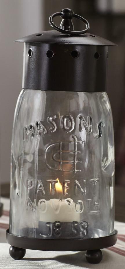Small Mason Jar Lantern Candle Holder With Metal Top - for ... on Shelves For Candle Displays id=70292