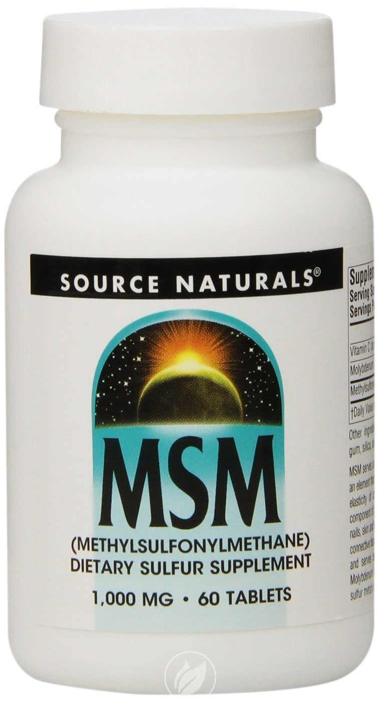 Source Naturals MSM, 1000mg, 60 Tablets , Pack of 2