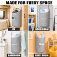 thumbnail image 3 of X-Large Hanging Laundry Hamper Bag, Door Hanging Hamper with Front Pocket Dirty Clothes Hanging Laundry Bag Large Size 35X22 inch Door Laundry Basket (Grey), 3 of 7