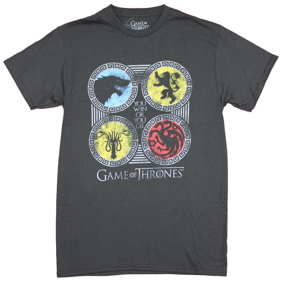 Game of Thrones Mens T-Shirt - Win or Die Primary Colored House Image (2X-Large)