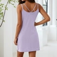 thumbnail image 4 of Solid Color Casual Dress Fashion Twist Tank Dress For Women Purple L, 4 of 5