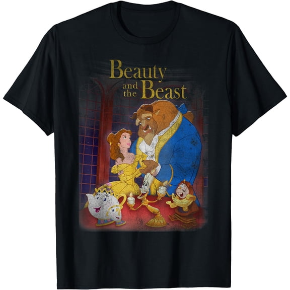 Beauty And The Beast Distressed Vintage Group Shot DTG Print Unisex T-Shirt