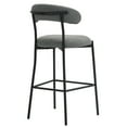 thumbnail image 5 of 26" Counter Height Stools Teddy Fabric Cover Kitchen Island Stool with Black Powder Coating Base and Footrest (Grey), 5 of 10