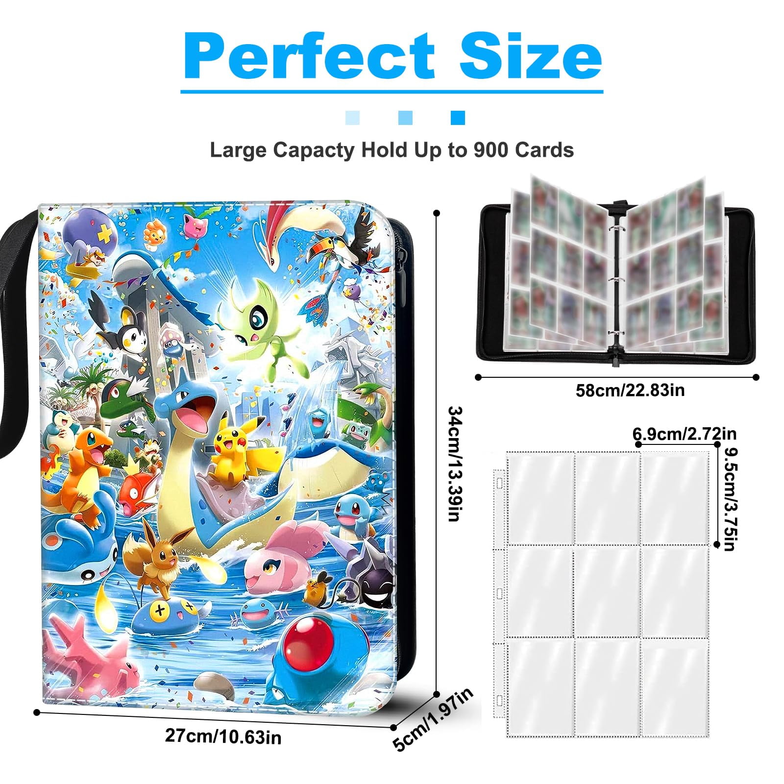 Trading Card Binder 900 Pockets, 50 Pages 9 Pocket Premium Card Album Folder with 50 Double-Card Collection Collector's Book Gift for Children