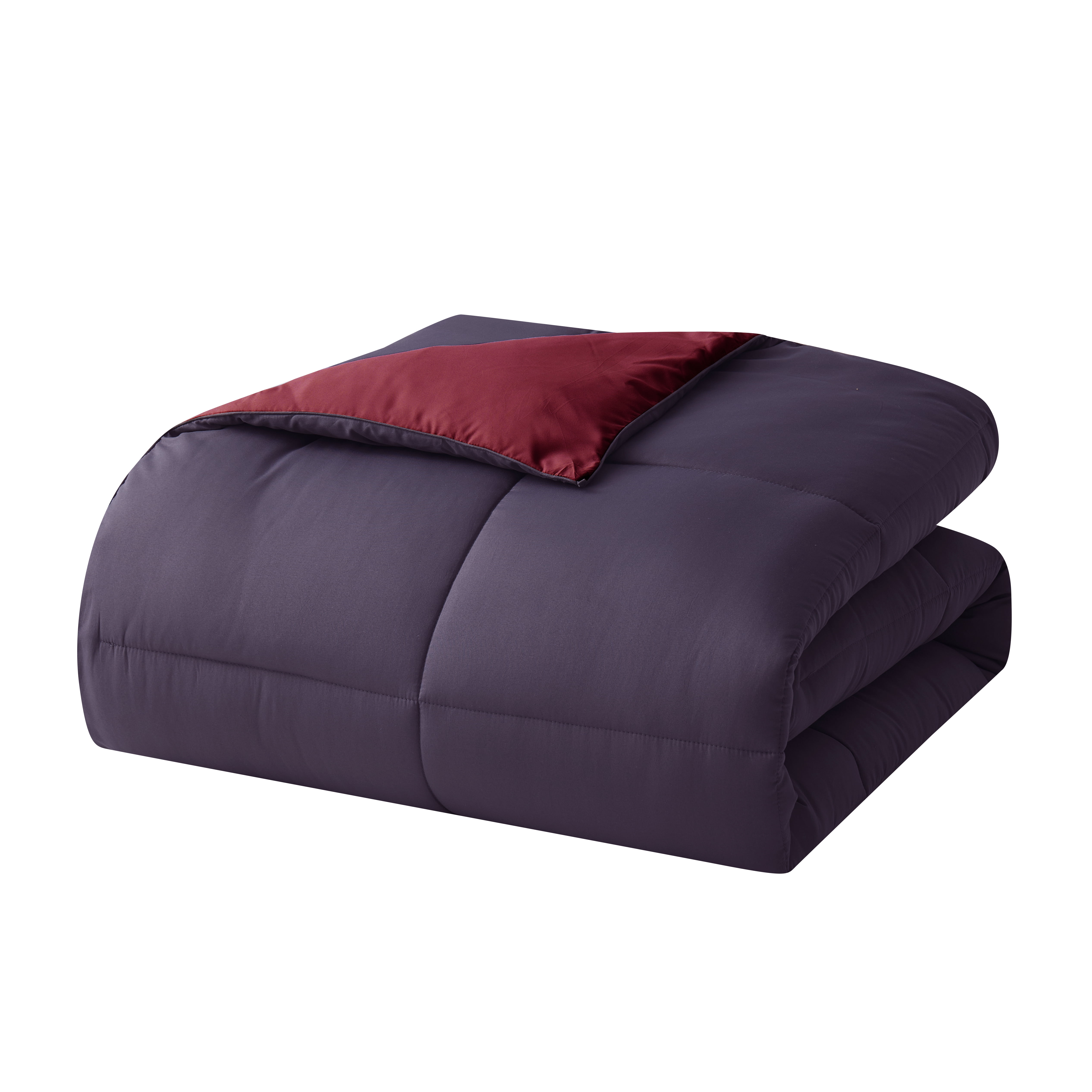 Nestl 3-Piece Soft Down Alternative Reversible King Comforter Set, King/Cal King, Red & Eggplant