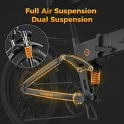 Jasion X-Hunter Electric Bike for Adults, 750W Motor Electric Bicycle with 48V 13AH Removable Battery, 20 x4.0 Fat Tire Folding Ebike, Full Suspension, 7-Speed Bicycles