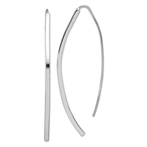 925 Sterling Silver Polished Threader Bar Earrings 53.25x2mm Wide Stud Earring for Women - 3.8 Grams