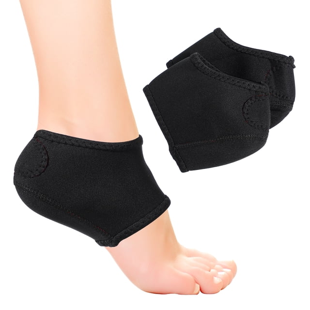 FELTECHELECTR par de calcetines de soporte para el talón, protectores de arco para fascitis plantar, alivio del dolor, almohadillas para el arco del pie (rojo y negro)