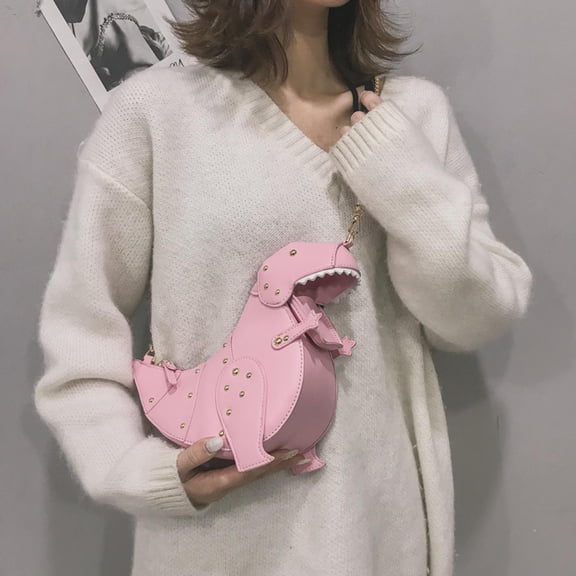 Cadorn Canvas Cartoon Dinosaur Crossbody Bag Cute 3D Animal Print Shoulder Bag for Women Casual Daily Use School Shopping and Outdoor Activities