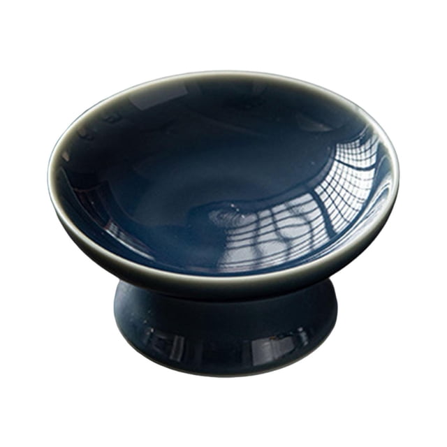 Bandeja de servir redonda elegante de cerámica, plato para servir, pedestal, tazón para aperitivos Azul