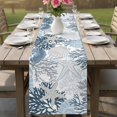 thumbnail image 4 of Lack Blue Coastal Table Runner 72 Inches, Grey Blue Sea Coral Starfish Nautical Bed Runner Dresser Scarves Tabletop for Indoor Outdoor Parties/Ceremony/Banquet, 14" x 72", 4 of 9