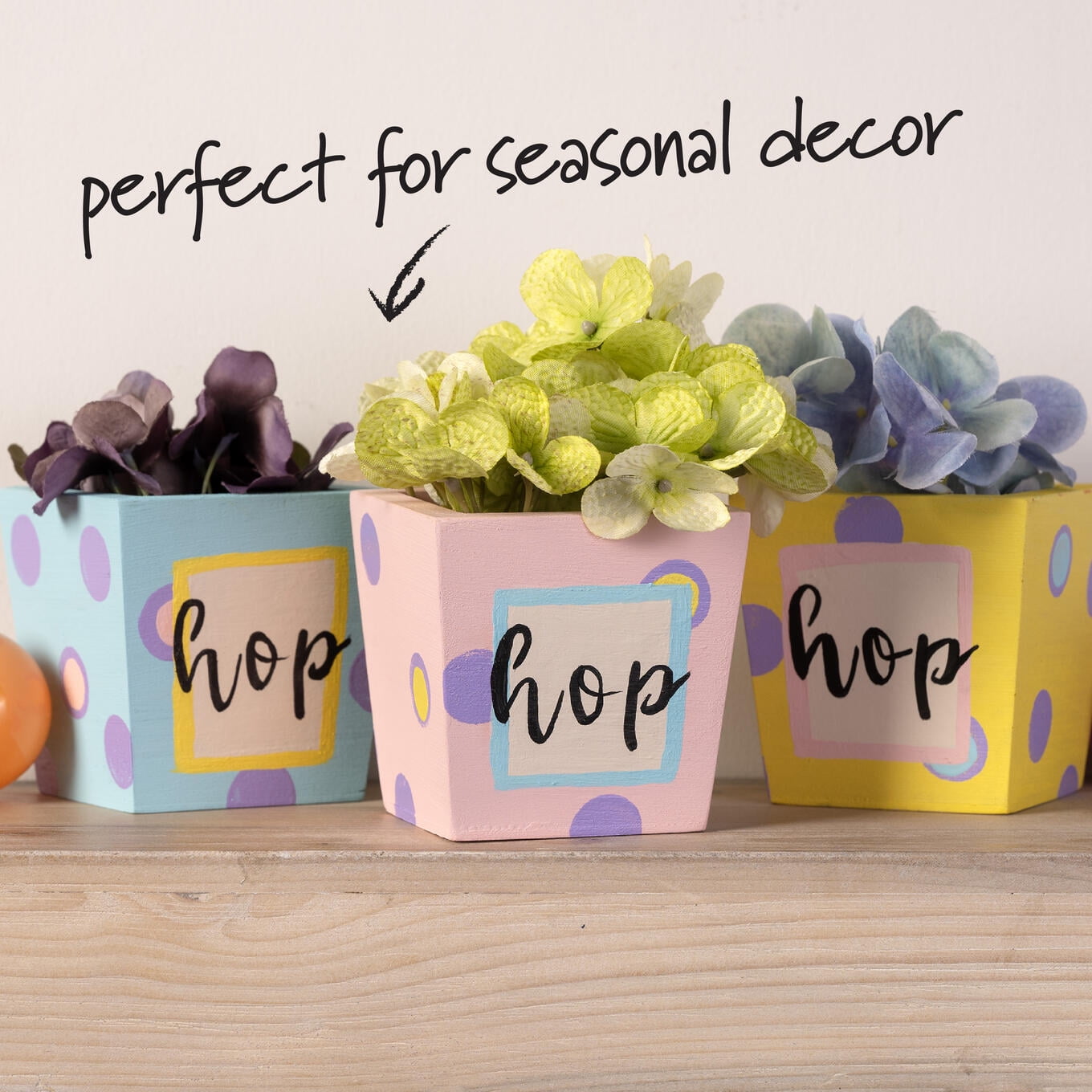 (3 pack) Plaid Wood Surfaces Square Planter, 3" x 3" x 3"
