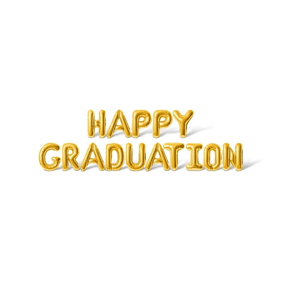 Letter Balloons - HAPPY GRADUATION 16" Inch Alphabet Letters Foil Mylar Balloon Graduation Party Banner (Gold)