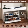 thumbnail image 6 of Montary Entryway Storage Bench w/Shoe Cabinet,3-Tier Flip-Up Drawers + Hidden Cabinet,Space-Saving & Triple Storage Modern Design for Multi-Room (White), 6 of 9