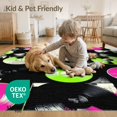 thumbnail image 4 of ODIKA 9'x12' Washable Area Rug Music Vinyl Note Record Funky Y2k Album Bold Disc Collage Round for Great Room, Indoor Concept, Large Living Low Pile, Flatwoven, 4 of 7