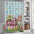 thumbnail image 6 of Spring Easter Gnomes Small Stall Shower Curtain, Waterproof Shower Curtains for Bathroom, Truck Colorful Eggs Botanical Blue Plaid Washable Fabric Bath Curtain for Bathtub with Hooks 36x72 Inches, 6 of 9