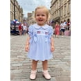 thumbnail image 3 of BemeyourBBs Toddler Baby Girls 4th of July Dress Outfit Patriot Independent Day Dress Summer Clothes American Flag Bow Embroidery Short Sleeve Doll Collar Striped Dress Baby Fourth of July Outfit, 3 of 9