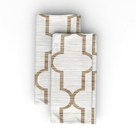 

Cotton Sateen Dinner Napkins (Set of 2) - Moroccan Quatrefoil Tan Horizontal Print Cloth Dinner Napkins by Spoonflower