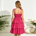 thumbnail image 5 of mgoYE Girls Spaghetti Strap Ruffled Swing Dress for Teen Tween Formal Prom Back to School Homecoming Dance Casual(Hot Pink,7-8 Years), 5 of 5