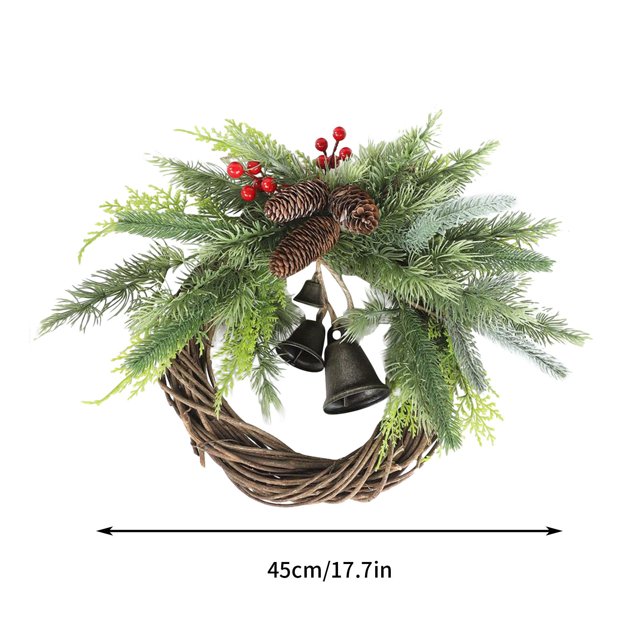 Lksixu Christmas Decorations Christmas Wreath, Artificial And Golden Wreath, Christmas Tree Wreath Holiday Wreath, Holiday Front Door Wreath Decoration Xmas Decor for Holiday Party Wedding