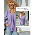 thumbnail image 6 of STARVNC Women Square Neck Puff Long Sleeve Pleated Smocked Cuffs Tunic Top, 6 of 7