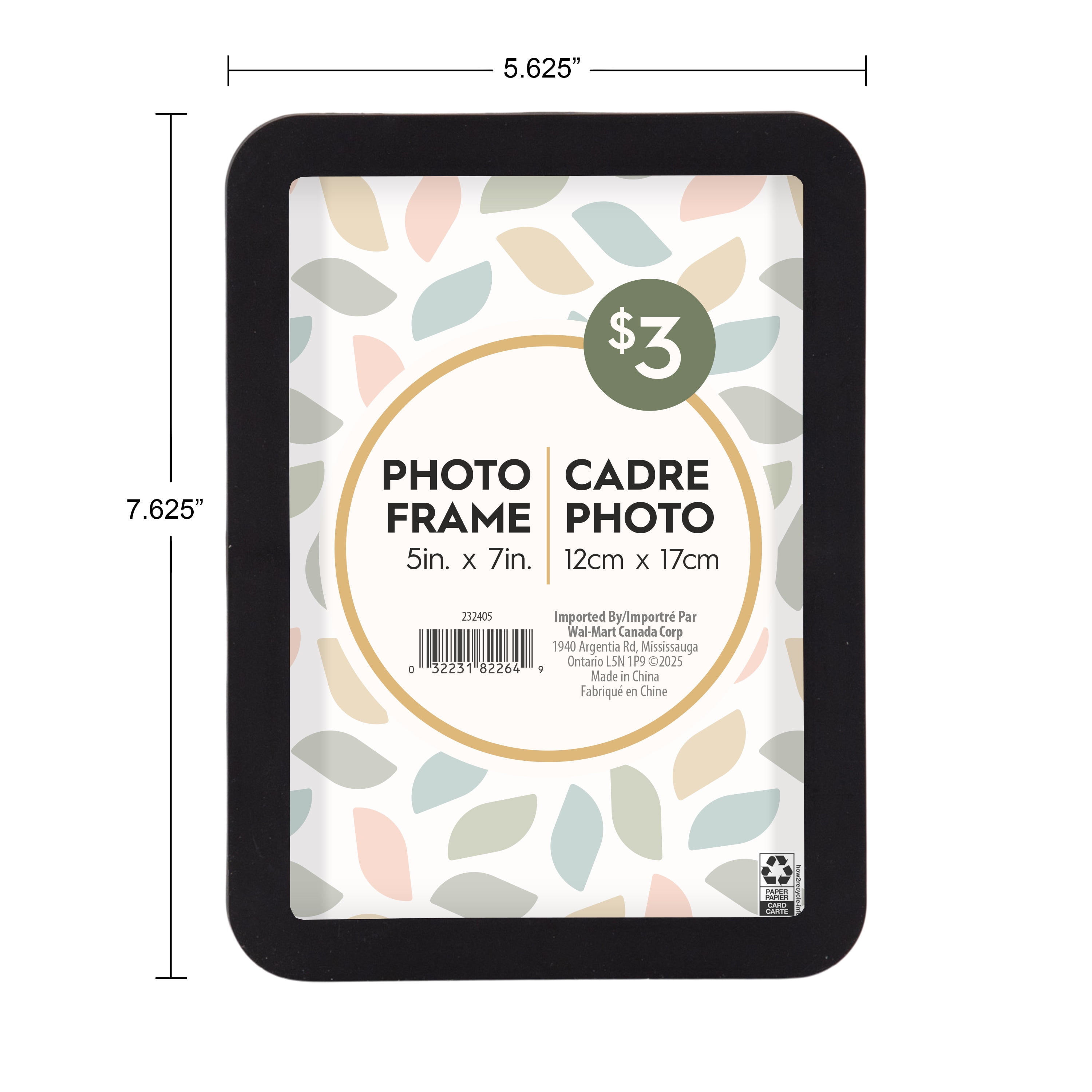 Boba 5x7 Rounded Black Decorative Tabletop Picture Frame, BOBA GAL RND 5X7 BLK