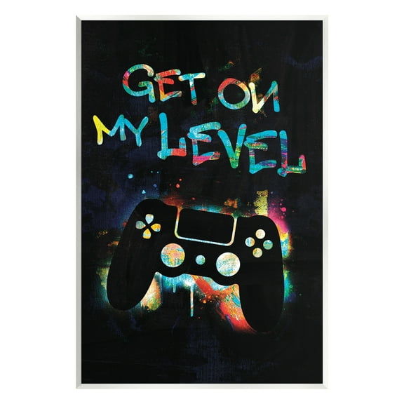 Stupell Industries Get On My Level Gaming Controller Neon Paint Splatter Graphic Art Unframed Art Print Wall Art, Design by Victoria Barnes