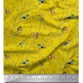 thumbnail image 1 of Soimoi Yellow Rayon Fabric Leaves & Flowerpecker Bird Decor Fabric Printed Yard 42 Inch Wide, 1 of 3