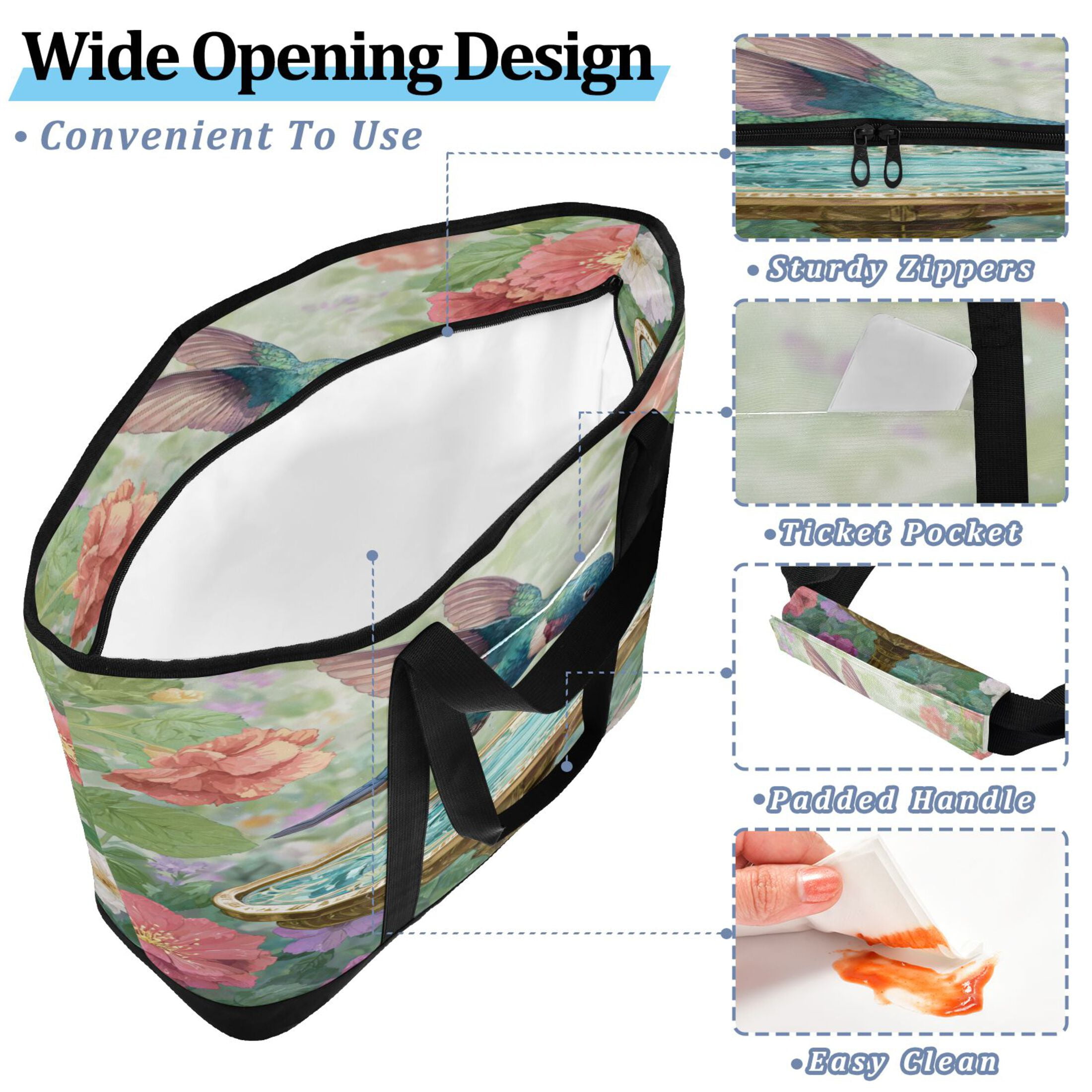 Extra-Large Wide Opening Design Capacity Hand-Held Ice Pack Thickened Insulation Layer For Long-Lasting Cold Retention For Outdoor Shopping Picnics And Camping The Graceful Hummingbird