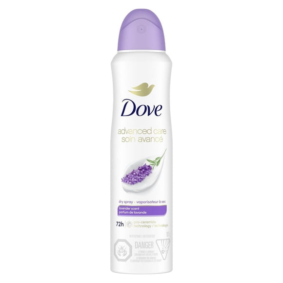 Dove Soin Avancé Désodorisant Antisudorifique en Vaporisateur à Sec Lavande, 107 g