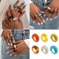 thumbnail image 2 of Modern Contoured Resin Rings Stackable Joint Rings Smooth Textured Surfaces Accessory For Outfit Enhancement, 2 of 8