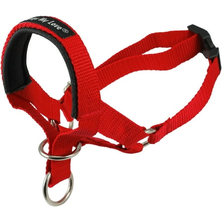 Dog Training Halter - Dog Head Collar Halter Red 6 Sizes (L: 10.25
