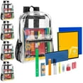 thumbnail image 2 of 24 Pack of Bulk Wholesale Clear Heavy Duty Stadium Approved Backpacks with Side Pockets and 20 Piece Stationary Kits Containing Pens, Pencils & More in Black Pack, 2 of 2
